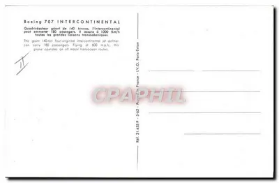 Air France Boeing 707 Intercontinental — Publicidade aérea — L.V.O. Paris-Evian — Verso