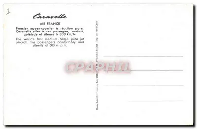 Air France Caravelle — Primeiro meio-curta de reação pura — Foto Bollé (Air France) - Ref. 21383 — Verso