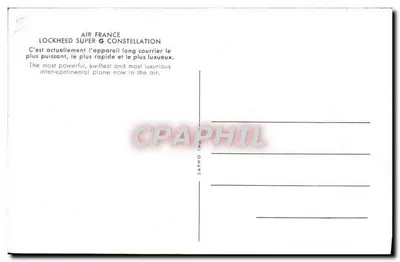 Air France Lockheed Super G Constellation — publicidade aérea — SAPHO Impr. — Verso