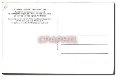 Samolot Air France Lockheed Super Constellation — F-BGNA — Dresiger, n° III — Rewers