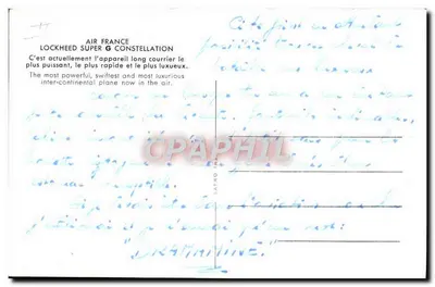 Air France Lockheed Super G Constellation — editor desconhecido, n° de série não visível — Verso