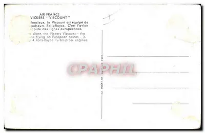 Aeroplano Air France Vickers Viscount — editore Parigi, n° 905/PI-148 — Verso