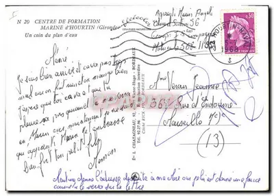 Centro de Formación Marítima de Hourtin — Un rincón del estanque — Editor Elée — Reverso