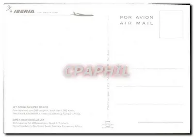 Avião Iberia DC-8 — Super DC-8/63 — Iberia Linias Aéreas de España — Verso
