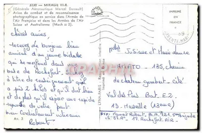 Mirage III-R — avion de combat en vol — Imprimé par LYNASCOCO — Verso