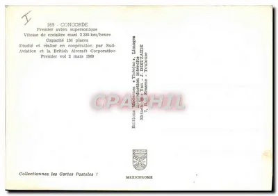 Concorde — Primo aereo supersonico — Éditions Modernes & Théodisc, Limoges — Verso