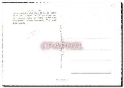 Avião experimental LILIDUC - 021 — Edição Superluxe, Fabricação Francesa — Verso