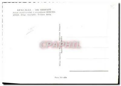 Avião experimental Gerfaut 1402 — S.F.E.C.M.A. — Edição SNECMA — Verso