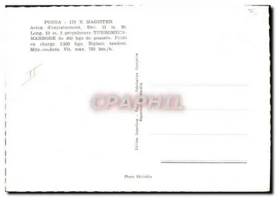 Avião de caça Fouga 170 R Magister — Editor: Edition Superluxe, n° 40 — Verso