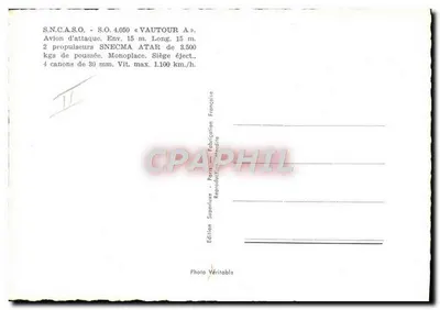 Samolot myśliwski S.O. 4050 « Vauteur A » — S.N.C.A.S.O. — Wydanie Superluxe, Paryż — Rewers