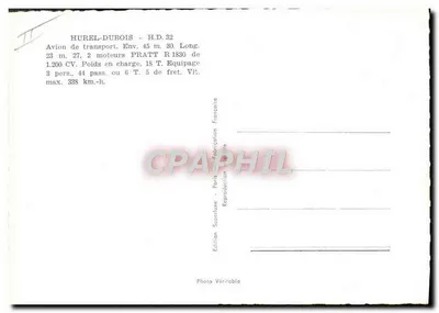 Samolot Hurel-Dubois H.D.32 — F-WGVB — Wydawnictwo Superluxe, Paryż — Rewers