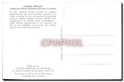 Capsula Mercury — utilização por Glenn Carpenter — editada pelo Comitê Nacional da Criança — Verso