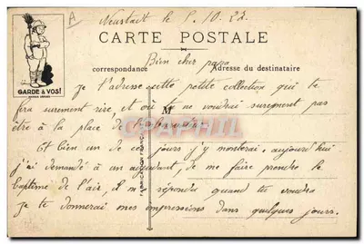 Le baptême de l'air — scène d'aviation humoristique — éditeur MARQUIS DÉBOSÉ — Rückseite