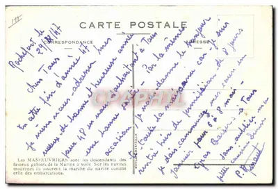Manobristas — descendentes dos gâbiros da marinha a vela — editor Moïllère, Marselha — Verso