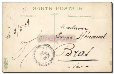 Przyjazd do Arignan — scena na stacji z mężczyzną powitalnym — wydawca H, n° 3743 — Rewers