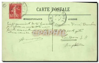 M. DAUCOURT em monoplan Blériot, motor Viale 50 H.P. — Carte postale aérea — Verso