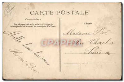 Darioli sur monoplan « Blériot » — illustration d'un avion et portrait circulaire — éditeur FLD, modèle déposé — Rewers