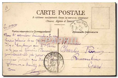 La Remorque — scène de rue avec voiture hippomobile et personnages — éditeur V-11 — Verso
