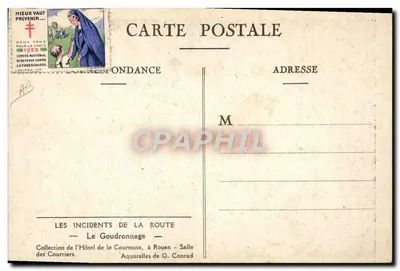 Incidentes na estrada — O Asfaltamento — Coleção do Hotel da Coroa, em Rouen — Aquarelas de G. Conrad — Verso