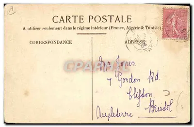 Bilhete postal antigo Fantasia Automobilística Criança O Departamento — Verso