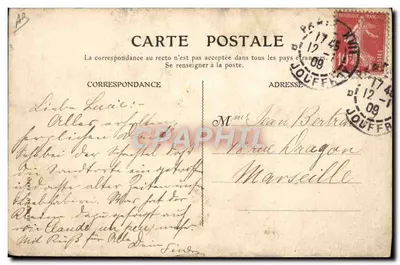 Stara pocztówka Samochód SM Alfonso XIII SM Król Hiszpanii 12 HP 4 cylindry Dion Bouton Puteaux — Rewers