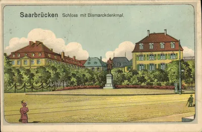 Saarbrücken — Schloss mit Bismarckdenkmal — Verlag Rithausen