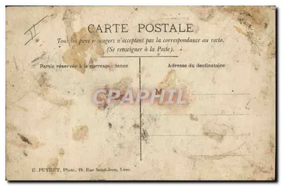 Piloto em avião biplano — número 12 — E. PUTTLET, Foto, 19 Rue Saint-Jean, Lyon — Verso