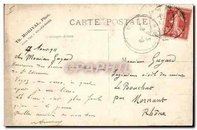 Lotnicy na dwumocowcu numer 13 — góra na tle — Th. Morival, Ax-les-Bains — Rewers