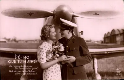 Amor e avião — cena de aviador e jovem mulher — P-C PARIS n° 5127/2