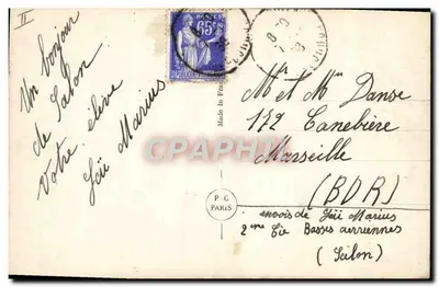 Piloto militar — diante de um avião a hélice — editor P.C. n° 5122 — Verso