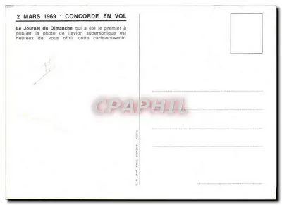 Concorde em voo — 2 de março de 1969 — Paul Dupont, Paris — Verso