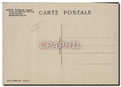 Boeing "Forteresse volante" — bombardiere diurno — Edizioni Photochrom - Toulouse — Verso