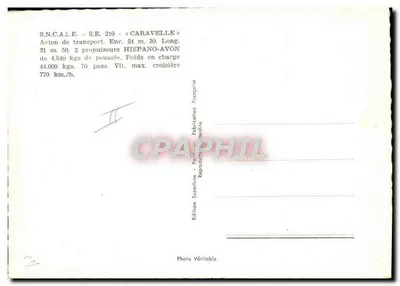 Transportowy samolot S.N.C.A.F.E. S.E. 210 «CARAVELLE» — Hispano-Avon — Wydanie Superluxe — Rewers