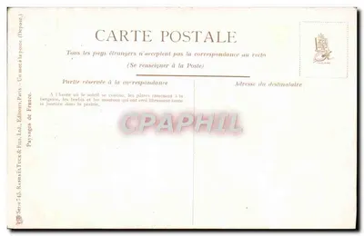 Paisagens da França — Os pastores levam os carneiros e os animais para a cabana ao pôr do sol — Editores Tuck & Fils, Paris, série 745 — Verso