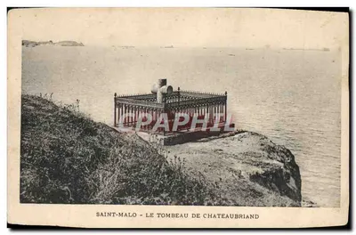 Stara pocztówka Widok ogólny Saint Malo Grobowiec Chateaubrianda — Rewers