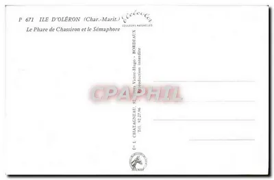 Ilha de Oléron — O Farol de Chassiron e o Sémaphore — Editor L. Chatagneau, Bordeaux — Verso