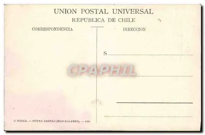Bilhete postal antigo Muelle de Carga Punta Arenas Magallanes Chile — Verso