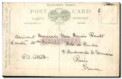 Fachada Norte, Palácio da Arte Aplicada Britânica — Exposição Franco-Britânica, Londres, 1908 — Série Valentine — Verso