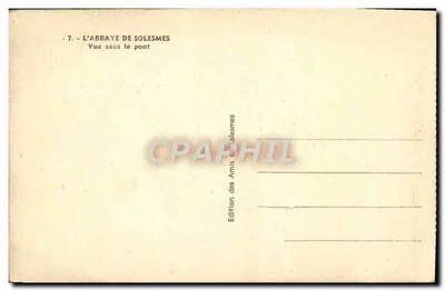 Abbaye Solesmes — Widok pod mostem — Wydawnictwo Przyjaciół Solesmes, nr 7 — Rewers