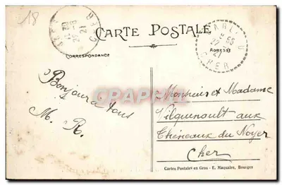 Bilhete postal antigo Interior da Igreja de Barlieu — Verso