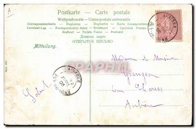 Dzieci grające obok samochodu z silnikiem — scena plażowa — wydawca nieznany — Rewers