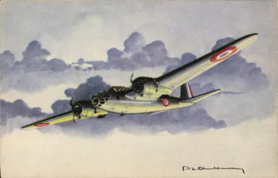 Aeroplano militare AMIOT 350 — disegno di P. b. Clendoumray — editore AEC Parigi