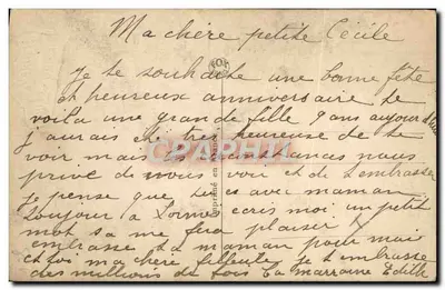 Menina diante de um avião — cartão de aniversário — Fox, n° 4816 — Verso