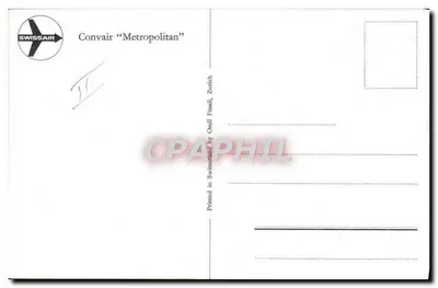 Samolot Convair « Metropolitan » — Swissair — wydawca Orell Füssli, Zurych — Rewers