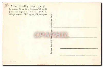 विमान « हेंगिस्ट » हेंडले पेज 42, प्रकार पेरिस-लंदन — इम्पीरियल एयरवेज — क्लिचे टिटो — पीछे