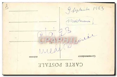 Dirigible — Mediterráneo — Tarjeta postal datada 9 de septiembre de 1923 — Reverso