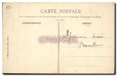 Dirigível "Clément-Bayard" — passagem acima do Arco do Triunfo — J. Hauser, fot.-edit., Paris, n° 1071 — Verso