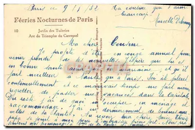 Arc de Triomphe du Carrousel — Jardin des Tuileries — Édition Yvon — Verso