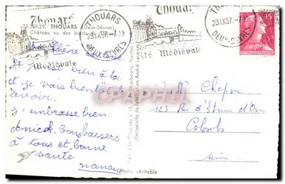 Castelo visto dos bordos do Arroux — Thouars, Deux-Sèvres — Ed. La Cigogne, n° 73.329.29 — Verso