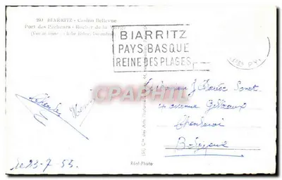 Biarritz - Puerto de Pesca - Roca de la Virgen — Casino Bellevue, editor Cap — Reverso
